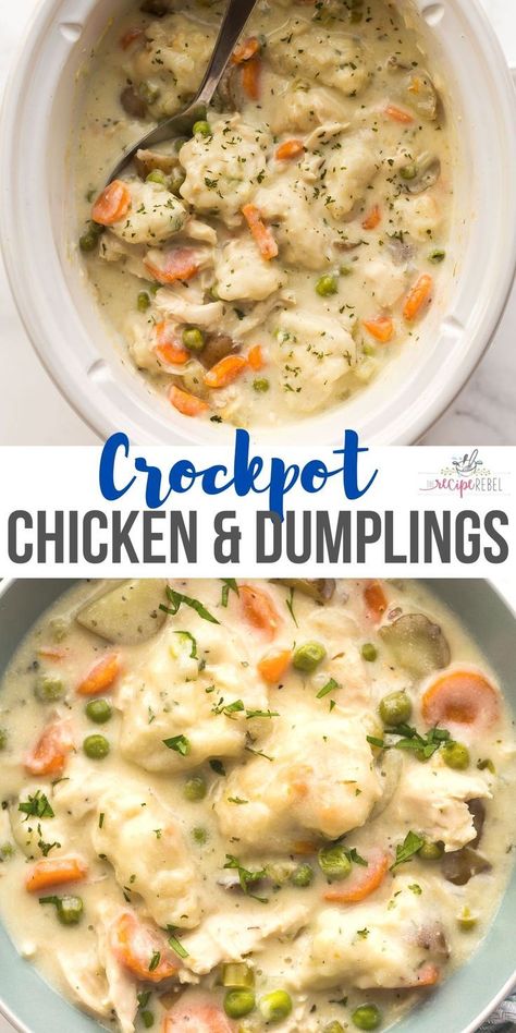 Crockpot Chicken And Dumplings No Cream Of Chicken, Chicken And Dumpling Crockpot Easy, Homemade Crockpot Chicken And Dumplings, Crockpot Chicken Dumplings Recipes, Crockpot Chicken And Dumplings Dairy Free, Crockpot Chicken And Potatoes Easy, Chicken Stew And Dumplings Crockpot, Zesty Crockpot Chicken, Easy Slow Cooker Chicken And Dumplings