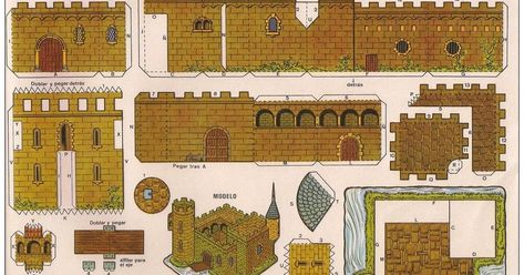 Paper crafts, paper modeling, robots, animals and art activities with tips and links. Paper Castle Template, Paper Models House, Paper Robot, Paper Castle, Model Castle, Paper House Template, Paper Structure, Paper Architecture, Paper Doll House