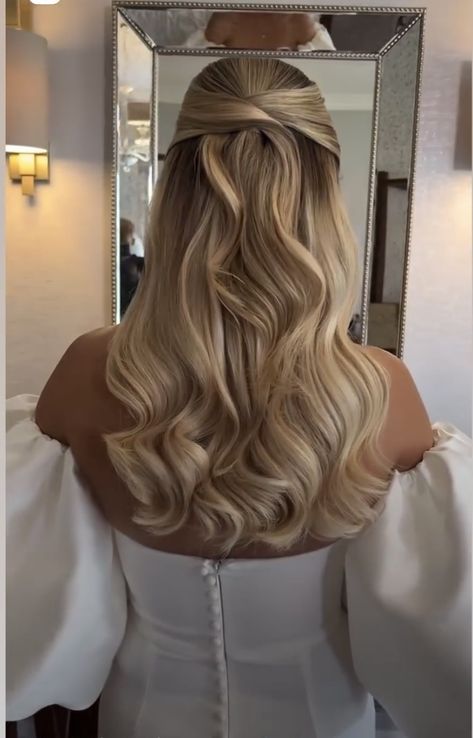 Bridesmaid Hair Inspo, Bridal Hair Half Up, Blonde Wedding Hair, Bridemaids Hairstyles, Blonde Bride, Wedding Hair Half, Guest Hair, Bridesmaid Hair Makeup, Bridal Hair Inspiration