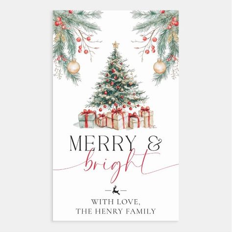 Christmas Tree Merry and Bright Gift Tag Stickers | Zazzle Stickers Zazzle, Gift Tag Stickers, Wrapping Inspiration, Bright Gifts, Christmas Wrapping, Gift Tag, Merry And Bright, Gift Tags, Created By