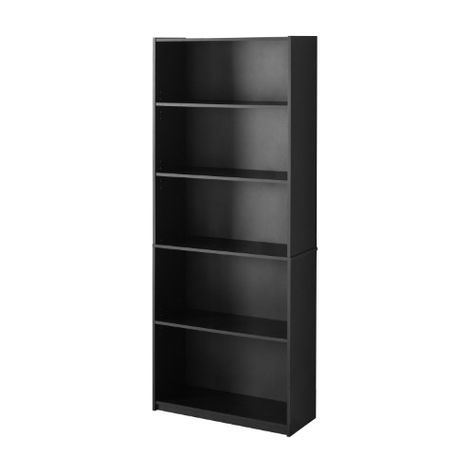 Mainstays 71" 5-Shelf Standard Bookcase, Black Oak Pantry Organization Dollar Store, Black Bookshelves, Black Bookshelf, Office Bookshelves, American Girl Doll House, Mermaid Bathroom, Ikea Bookshelves, 5 Shelf Bookcase, Closet Room