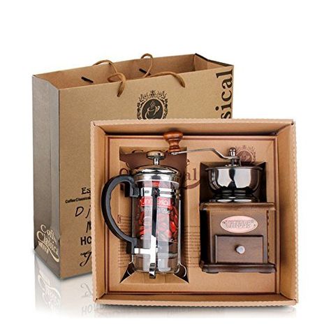 DeFancy Vintage Style Manual Coffee Grinder Hand Grinder & French Press Coffee/tea Maker Set in Gift Package #affiliate_link Coffee Gifts Box, Coffee Gift Sets, Coffee Lovers Gift, Coffee Box, Coffee Bean Grinder, Manual Coffee Grinder, Coffee Equipment, Coffee Gifts, Coffee Grinder