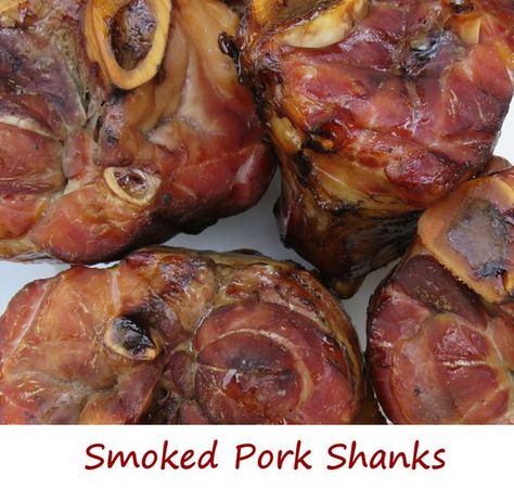 A quick glance around the web and I found tons of great recipes for braising shanks, which I will do but I also found the idea of smoking them and using them in the place of smoked hocks. Now that’s an idea I can get excited about because I love hocks and beans. So I took 8 shanks, brined them for a while and then smoked them. The end result was tender, perfectly smoky-flavored shanks that were amazing in a big pot of beans. Smoked Pork Hocks Recipe, Shank Recipes, Pork Shanks Recipe, Pork Wings, Pork Shanks, Brine For Pork, Pork Shank, Ham Hocks, Pork Hock