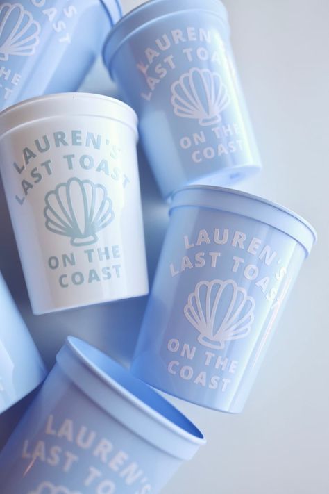 Last Toast Bachelorette, Charleston Bachelorette Party Decor, Custom Bachelorette Cups, Coastal Grandmother Bachelorette Party, Last Toast On The Coast Bachelorette, Bach Party Gifts, Coast Bachelorette Party, Beach Bachelorette Party Favors, Toast On The Coast Bachelorette