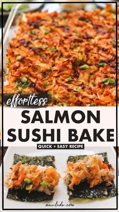 No Rice Sushi Bake, Philadelphia Roll Sushi Bake, Salon Sushi Bake, Tuna And Salmon Sushi Bake, Canned Salmon Baked Sushi, Healthy Salmon Sushi Bake, Sushi Bake With Salmon And Crab, Baked Salmon Sushi Recipes, Sushi Bake Recipe Easy Crab And Salmon