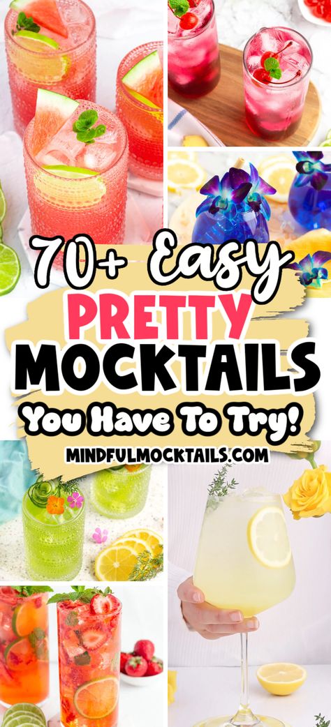 Here you'll find simple Spring mocktails that are easy to make at home, with no bartending skills required. Easy Spring Mocktail Recipes, None Alcoholic Drinks To Make, Pride Month Mocktails, Popular Mock Tails, The Mindful Mocktail, Sweet Sixteen Mock Tails, Mocktails For Spring, Mocktails For Mother’s Day, Cool Mocktail Ideas