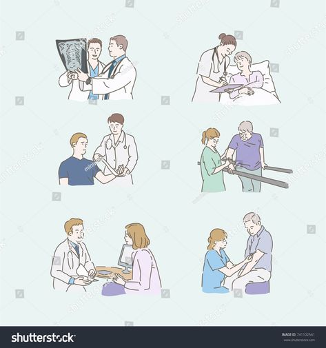 hospital people doctors and nurses help patient. hand drawn realistic illustrations. vector doodle design #Ad , #spon, #nurses#patient#hand#hospital Doctor Help, Vector Doodle, Nurse Art, People Drawing, Doodle Design, Medical Anatomy, Doodle Designs, People Illustration, Handmade Birthday Cards