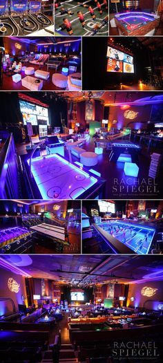 March Madness Basketball Theme | Gaming area with huge video wall, seating and over a dozen activities produced vy Innovative Party Planners | www.innovativepartyplanners.com | Photos by Rachael Spiegel Photography Blog – Maryland Bar and Bat Mitzvah Photographer | Decor & Details – Jonah’s Bar Mitzvah – Bethesda, Md. Sports Bars Ideas, Bar Themes Ideas, Sports Bar Games, Game Bar Design, Bar Games Ideas, Bar Theme Ideas, Photo Wall Ideas Party, Sports Bar Ideas, Bar Activities