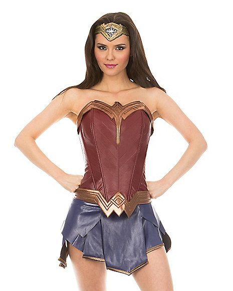 Adult Wonder Woman Corset - DC Comics - Spirithalloween.com Wonder Woman Outfit, Australian Costume, Leia Costume, Pirate Wench Costume, Legend Of Zelda Costume, Full Body Costumes, Yellow Costume, Plus Size Costume, Pink Costume