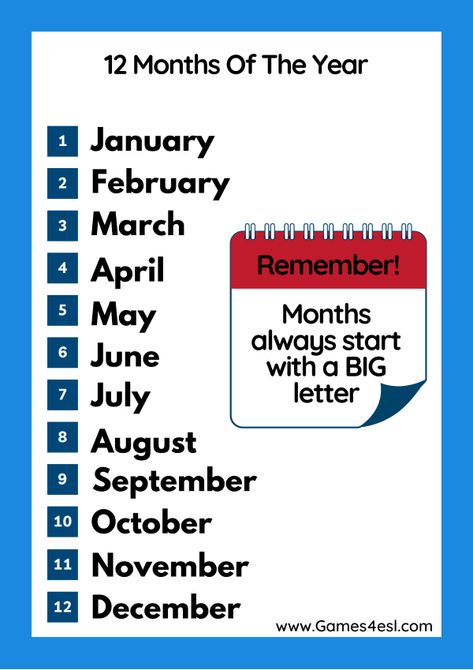 Months Of The year in English with pronunciation, Review Quiz, And Example Sentences English Vocabulary For Beginners, Months In English, Grammar Board, Name Of Months, English Vocabulary List, 12 Months Of The Year, Craft Spaces, Seasons Months, English Learning Spoken