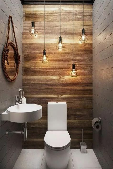 66 Epic Wood in Bathroom Design Ideas to Realize #bathroomdesignideas Small Half Bathrooms, Design Interior Baie, Klein Toilet, Dekorere Bad, Farmhouse Bathroom Remodel, Bilik Mandi, Toilet Room, Bad Inspiration, Small Toilet