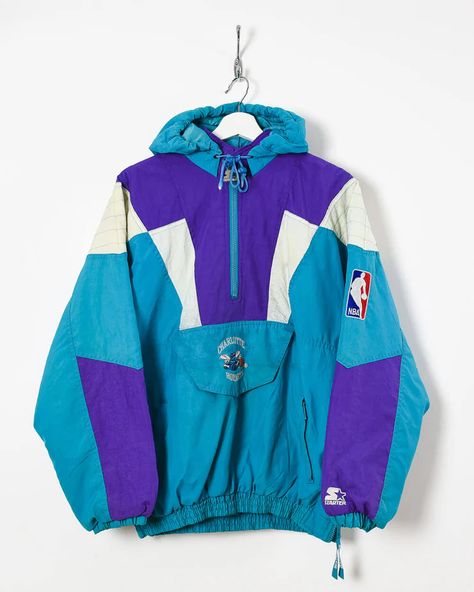 Starter Charlotte Hornets NBA 1/2 Zip Hooded Windbreaker Jacket Varsity Letterman Jackets, Charlotte Hornets, Aviator Jackets, Letterman Jacket, Jacket Outfit, Place Your Order, Denim Jacket Men, Tracksuit Women, Denim Jacket Women