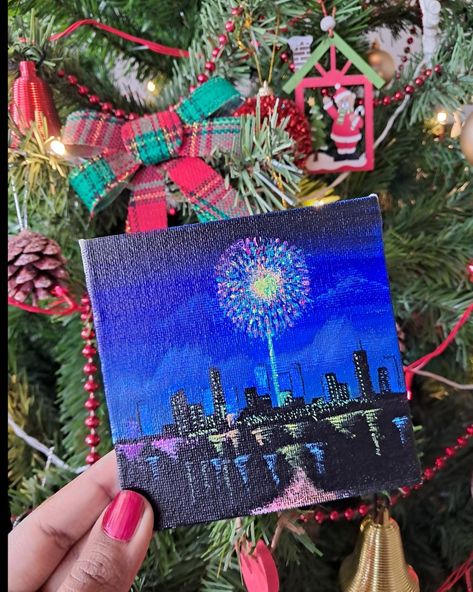 City illustration with fireworks Canvas acrylic painting 4 inch canvas Art therapy Fireworks Painting, Canvas Acrylic Painting, New Year Fireworks, City Illustration, Canvas Acrylic, Art Therapy, Fireworks, 4 Inch, Acrylic Painting