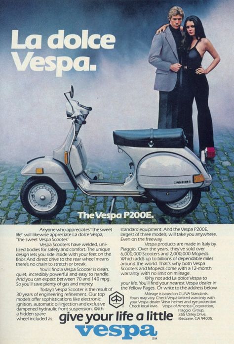 1979 Vespa P200 E Vespa Advertising, Vespa P200e, Vespa 200, Vespa Moped, Scooter Garage, Vespa Px 200, Vespa Art, Vespa Super, Vespa Classic