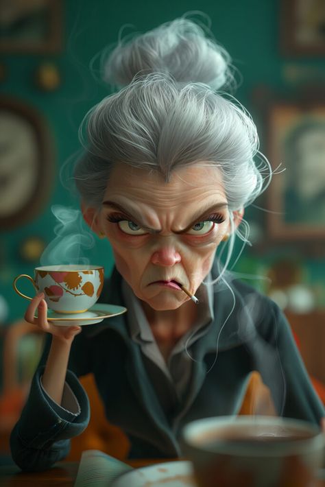 Discover and download free images Grumpy Granny’s Morning Brew: A Portrait of Discontent https://aifusionart.com/grumpy-grannys-morning-brew-a-portrait-of-discontent/?utm_source=facebook&utm_medium=social&utm_campaign=ReviveOldPost #Humor Grumpy Face, Fusion Art, Face Reference, Download Free Images, Cartoon Characters, Funny Stuff, Free Images, Painted Rocks, Character Design