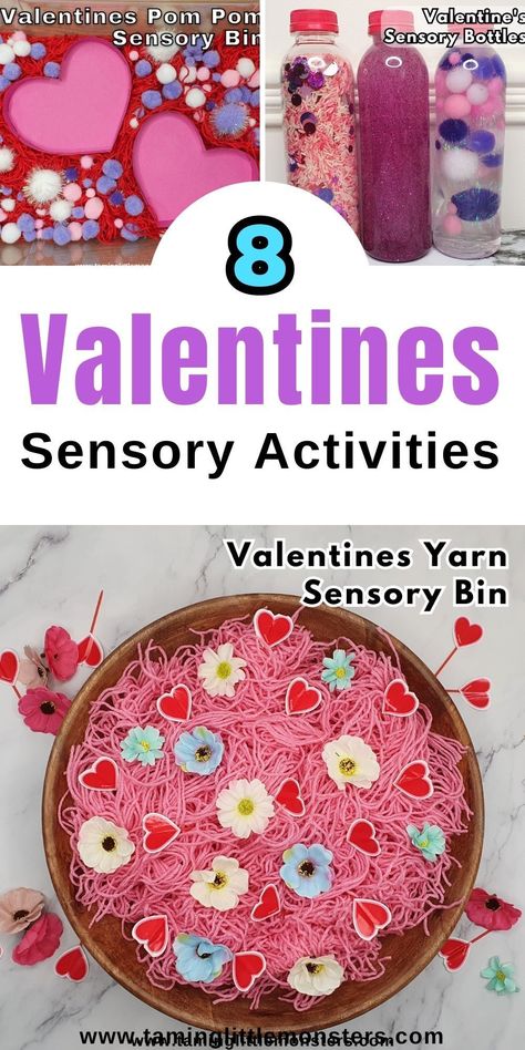 8 Easy Valentine's Day Sensory Activities for Kids. Sensory play ideas for toddlers and preschoolers to enjoy this valentines day. #valentine #sensory #toddler #preschool Play Ideas For Toddlers, Sensory Activities For Kids, Sensory Water, Valentine Sensory, Sensory Play Ideas, Kids Sensory Play, Sensory Activities Toddlers, Toddler Sensory, Preschool Valentines