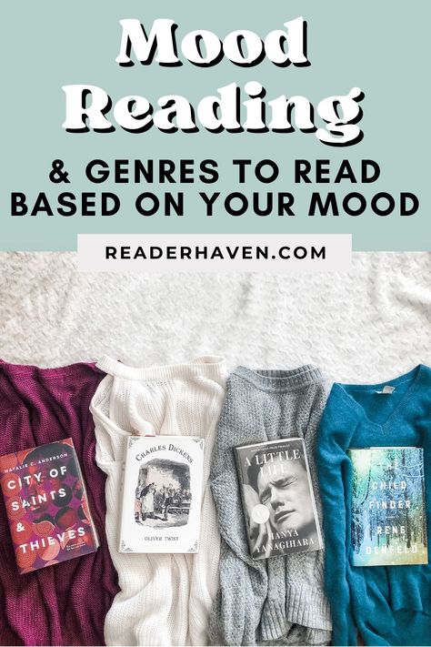 Are you a mood reader, or do you prefer to follow a TBR list (to-be-read list)? Maybe you do both! Here’s a guide on what mood reading is, plus some book genre recommendations to read based on your mood (to help you decide what to read)! Mood Reader, Reading Genres, How To Read More, Reading Guide, Tbr List, Read List, Book Genre, Home Beauty Tips, Oliver Twist