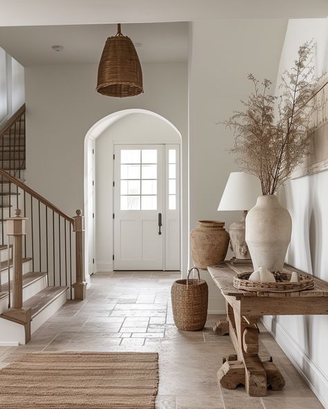 ambiance. Modern Farmhouse Hallway, Farmhouse Hallway Decor, Cozy Modern Farmhouse, Hallway Design Ideas, Farmhouse Hallway, Hallway Design, Cottage Interior, House Decor Rustic, Modern Farmhouse Living Room