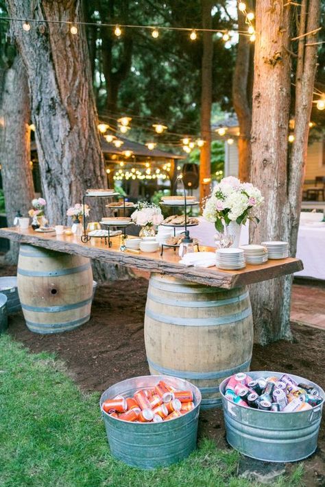 25 Amazing Spring Backyard Wedding Ideas - A Southern Wedding Backyard Wedding Decorations, Backyard Wedding Ceremony, Wedding Micro, Small Backyard Wedding, Wedding Backyard Reception, Deco Champetre, Backyard Reception, Yard Wedding, Wine Barrels