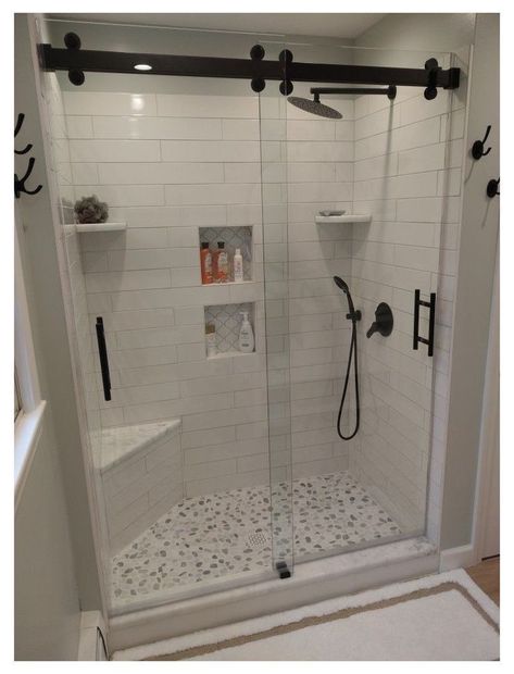 Walk In Shower With Corner Seat, Corner Seat Shower Ideas, Walk In Shower Seat, Small Tiled Walk In Shower Ideas, Walk In Shower With Shelves, Walk In Shower With Corner Bench, Walk Shower Ideas, Corner Seat In Shower Ideas, Small Master Bath Walk In Shower Ideas