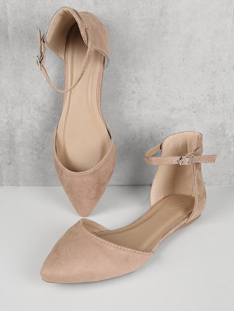 Flats With Ankle Strap, Strap Flats, Shoes Heels Classy, Ankle Strap Flats, Cute Flats, Casual Flat Shoes, Girly Shoes, Pointed Toe Flats, Footwear Design Women