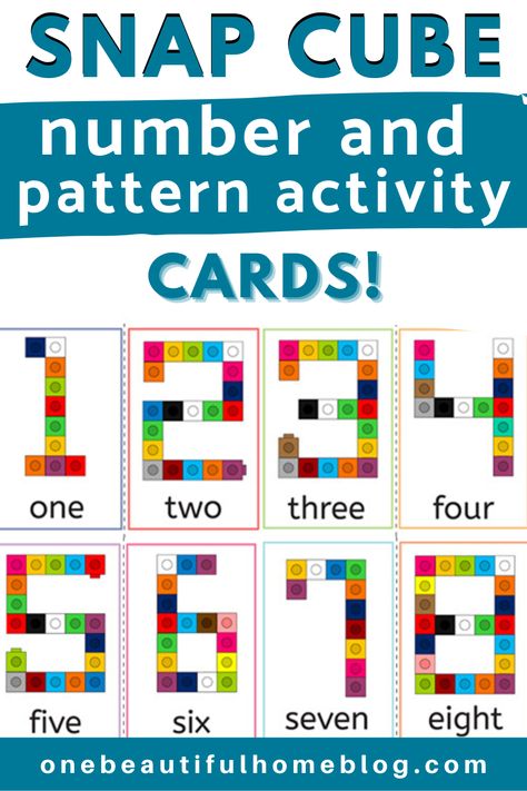 Kids absolutely love these snap cube number and pattern activity cards! They are such a great idea to use to help teach numbers and patterns, as well as gross motor skills. Snap cubes make an excellent addition to all centers, and are fantastic boredom busters! Number Pattern Activities, Snap Cubes Activities, Snap Cube, Teach Numbers, Homeschooling Kindergarten, Unifix Cubes, Home Snap, Cube Template, Homeschooling Preschool