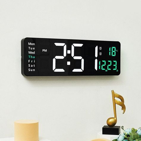 Large Led Digital Wall Clock Temperature Date Day Display Usb Remote Control Digital Clock Design, Table Alarm Clock, Best Wall Clocks, Large Wall Clock Modern, Wall Clock Digital, Wall Clock Unique, Led Wall Clock, Nova Launcher, Digital Wall Clock