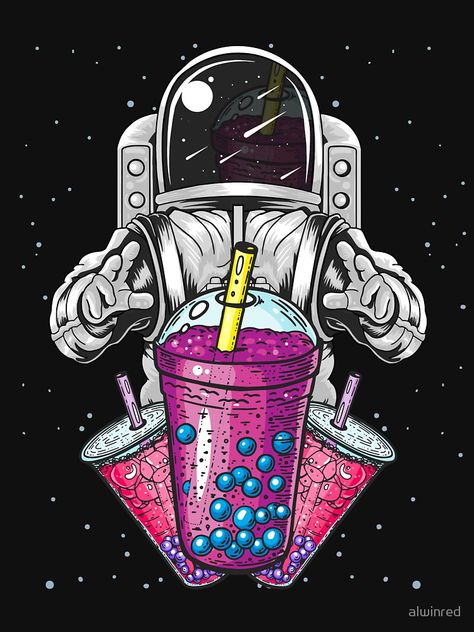 "Astronaut Bubble Tea Design For Boba Milk Tea Lovers" T-shirt Design #Astronaut #bubbletea #bobamilktea Bubble Tea Design, Astronaut Drawing, Boba Milk Tea, Art Geek, Boba Milk, Space Drawings, Astronaut Wallpaper, Astronaut Art, Space Artwork