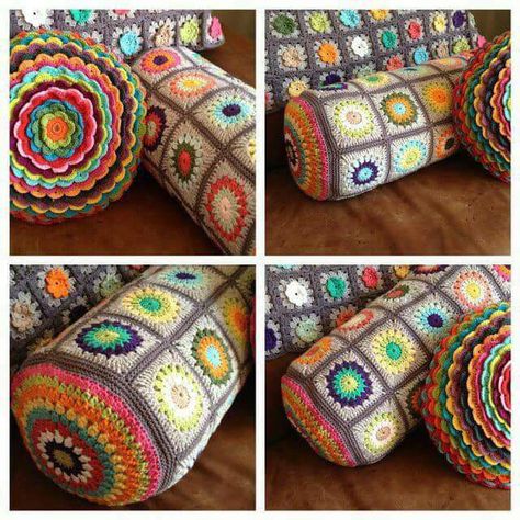 Motifs Granny Square, Crochet Cushion Pattern, Granny Square Haken, Cushion Cover Pattern, شال كروشيه, Confection Au Crochet, Crochet Cushion Cover, Crochet Pillows, Crochet Cushions