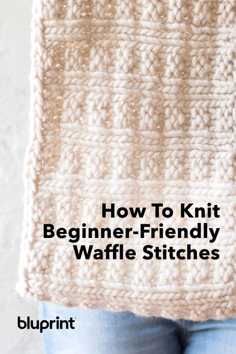 Waffle Stitch Blanket Free Pattern, Knit Waffle Stitch, Miniature Breakfast, Different Crochet Patterns, Free Crochet Patterns For Beginners, Easy Scarf Knitting Patterns, Blanket Squares, Easy Blanket, Knitted Blanket Squares