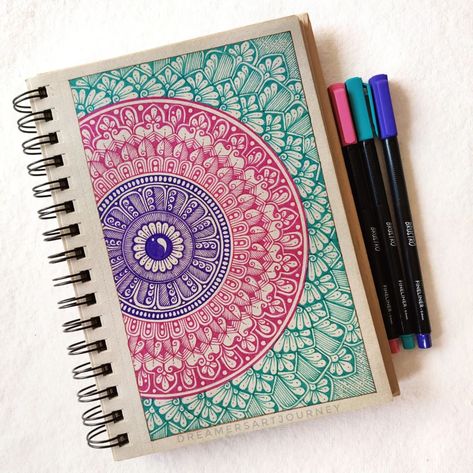 A5 Mandala Art, Mandala Art Ideas Creative, Girly Sketches, Henna Mandala Design, Floral Zentangle, Hand Lettering Diy, Colored Mandala, Mandala Arts, Mandala Sketch