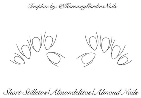 Blank Nail Stencil, Nail Design Template Almond, Nail Template Almond, Nail Art Planner, Nail Blank Template, Printable Nail Art Templates, Nail Planner, Nail Art Practice Sheet, Printable Nail Art Practice Sheet