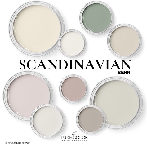 This Scandinavian color palette features clean and minimalist hues that coordinate from Behr Paints. This is a *digital download* packet that contains helpful information to assist you with quick and easy color selections for your home. Each color is specifically selected to pair and compliment one another thus saving you the time and stress of assembling the colors yourself.   This digital product includes: 3 PDF's: *Scandinavian inspired colors *Paint Numbers and Names *Perfectly paired paint Blank Canvas Behr Paint Palette, Behr One Coat Paint Colors, Solid Opal Behr Paint, Cottage House Color Schemes, Cream Colors Paint, Modern French Color Palette, Bathroom Paint Palette, Light Sage Color Palette, Behr Coney Island