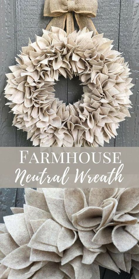 Soft Gray Wreath Made of Felt Wreaths Thanksgiving, Neutral Wreath, Round Wreaths, Silk Wreaths, Thanksgiving 2020, Felt Wreath, Deco Nature, Christmas Wreaths For Front Door, Year Round Wreath