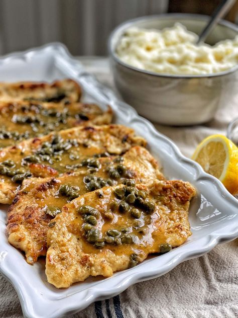 Chicken Piccata Easy, Sweet Savory And Steph, Lite Cravings, Chicken Breast Cutlet, Chicken Recipes Boneless, Easy Grilled Chicken, Chicken Piccata, Cooked Chicken, Chicken Bites