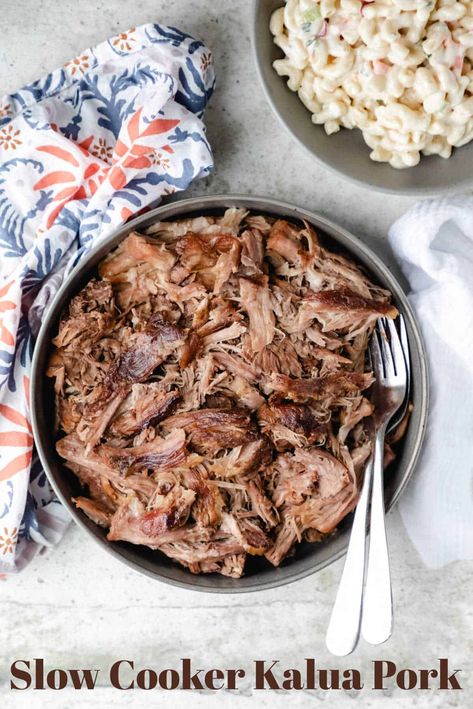 Slow cooker kalua pork is an easy 3-ingredient crock pot recipe that turns pork butt into a delicious dinner with less than 5 minutes of prep! Pork In Oven, Slow Cooker Dinner Recipes, Kalua Pork, Cheap Easy Meals, Slow Cooker Dinner, Easy Pork, Hawaiian Food, Dinner Recipes Crockpot, Delicious Dinner