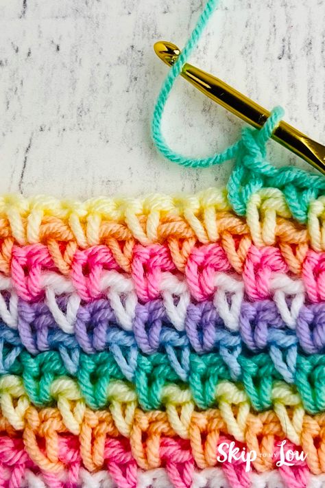 Crochet Linen Stitch, Linen Stitch Crochet, Crochet Cluster Stitch, Start Crocheting, Crochet Waffle Stitch, Skip To My Lou, Photo Stitch, Crochet Tutorial Pattern, Granny Square Crochet Patterns Free