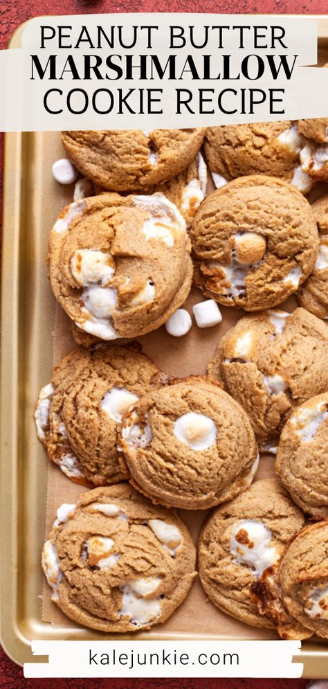 Cookies Using Marshmallows, Gluten Free Peanut Butter Recipes, Marshmallow Deserts Recipe, Snow Day Treats, Gluten Free Marshmallow Treats, Gluten Free Marshmallow Cookies, Butter Free Desserts, Dump Cookies Recipes, Peanut Butter Sweets