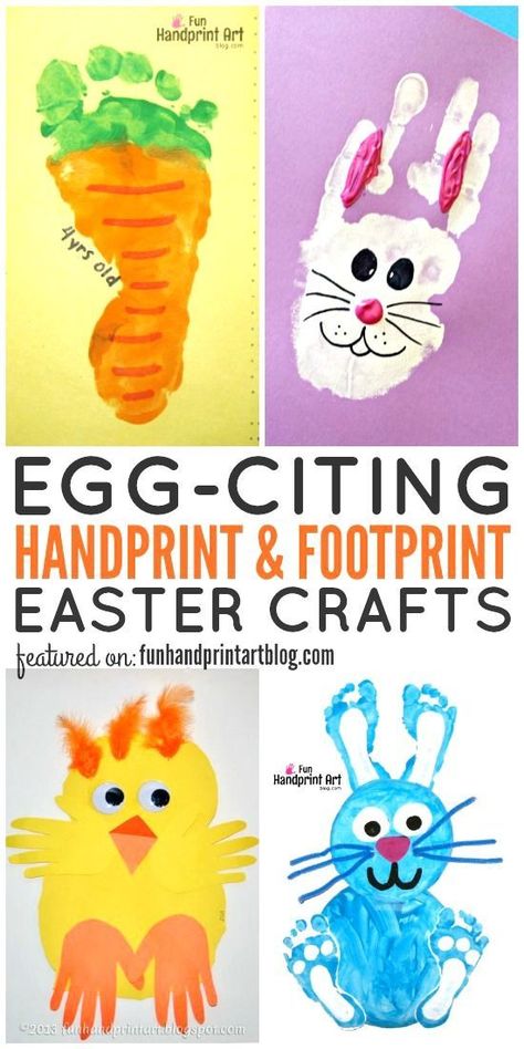 Huge List of Handprint and Footprint Easter Crafts to make with kids including bunnies, chicks, eggs, card idea, fingerprint art & more! Easter Crafts To Make, Hand Print Art, Easter Art Project, Diy Osterschmuck, Easter Crafts For Toddlers, Fingerprint Art, Fun Easter Crafts, Footprint Crafts, Crafts Easter