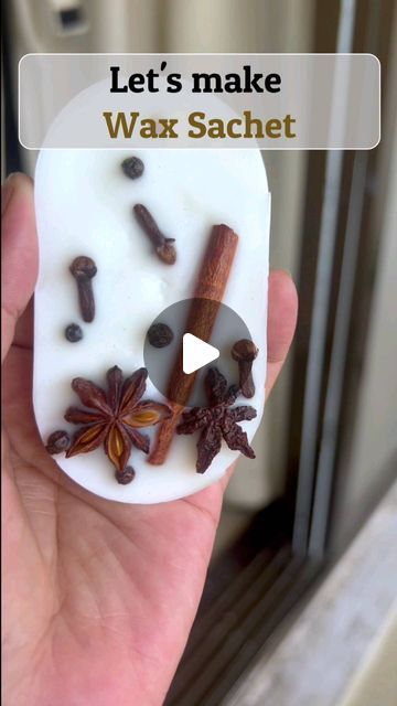 Disha Mishra Dubey | DIY | Home Decor | Art on Instagram: "Wax sachets can be used in various spaces to add a delightful fragrance. Place them in closets, drawers, cars, bathrooms, or any small area that could use a refreshing scent. Enjoy a burst of aroma wherever you go!  If you don't have any mold, no worries, you can use disposable containers. Melt the wax, add your choice of essential oil, mix well and fill the molds with melted wax.  Now when the wax is still somewhat liquid, push some spices or flowers of your choice into the wax. Let it cure completely for about 12-24 hrs and then de-mould. You can use twine or satin ribbon to hang them.   #WaxSachet #FragranceEverywhere #homefragrance #fragrance #homedecor #aroma" Wax Air Freshener Recipe, Wax Sachets Diy How To Make, Wax Air Freshener Diy, Scented Wax Sachets Diy, Wax Flower Diy, Wax Sachets Diy, Wax Melter Diy, Wax Melts Diy, Wax Air Freshener