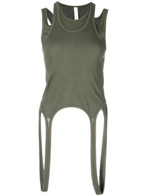 dark green stretch-cotton cut-out detailing round neck sleeveless Layered Tank Top Outfits, Star Wars Outfits, Diy Clothes Design, Archive Fashion, Dion Lee, Layering Tanks, Women Shirts Blouse, Kpop Outfits, Clothes For Sale