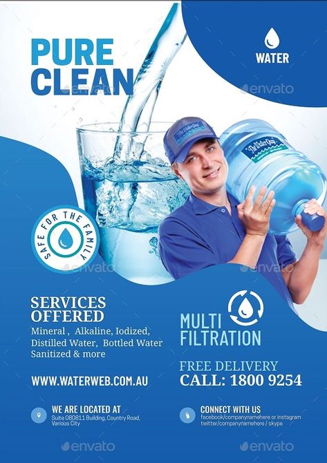 Water Refilling Services Flyer #Refilling, #Water, #Flyer, #Services Water Product Design, Water Refilling Station Design, Water Refilling Station, Water Advertising, Water Ads, Refilling Station, Web Design Infographic, Water Business, Water Delivery Service