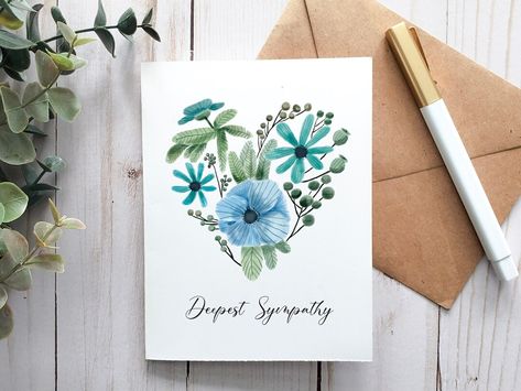 Sorry For Your Loss Watercolor Cards, Sympathy Cards Watercolor, Sorry For Your Loss Card, Flower Quotes Inspirational, Sympathy Floral, Sympathy Greetings, Watercolour Cards, Farewell Cards, Condolence Card