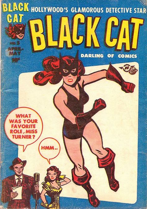 Golden Age Superheroines - Black Cat — Steemit Black Cat Comics, Old Comic Books, Golden Age Comics, Comic Book Art Style, Comic Book Art, Western Comics, Classic Comic Books, The Black Cat, Cat Comics