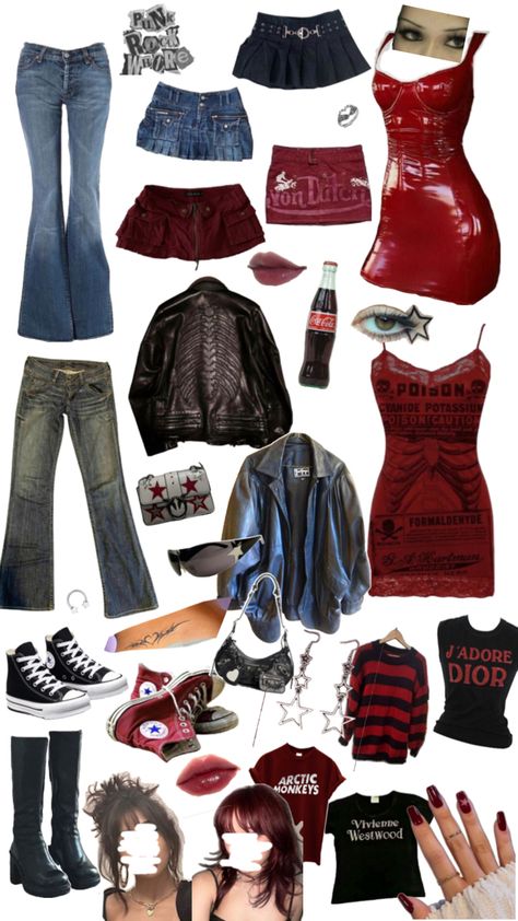 #rockstar #rockstargirlfriend #aesthetic #outfits #rockstargirlfriendaesthetic #darkred Modest Girly Outfits, Rock Star Outfit, Rockstar Girlfriend, Venus Fashion, Estilo Indie, Downtown Outfits, Clothes And Shoes, 2000s Fashion Outfits, New Rock