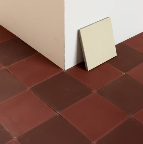 Red Tiled Floor, Deep Red Bathroom, Tiled Bedroom, Burgundy Tile, Spanish Flooring, Tiled Bathroom Floor, Patterned Tile Floor, Red Tile Floor, Tile Zellige