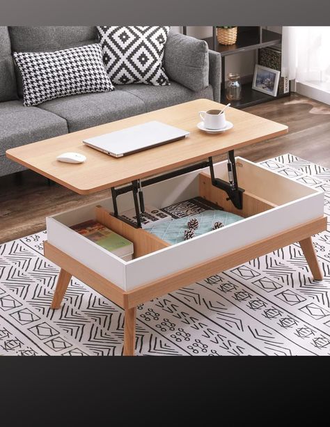 Bidiso Lift Top Coffee Center Table with Hidden Storage Compartment, Easy-to-Assembly , Dining Table for Living Room Reception/Home Office, Oak Liftable Coffee Table, Table With Hidden Storage, Coffee Table With Hidden Storage, Lift Up Coffee Table, Lift Coffee Table, Solid Coffee Table, Storage Wood, Reception Room, Lift Top Coffee Table