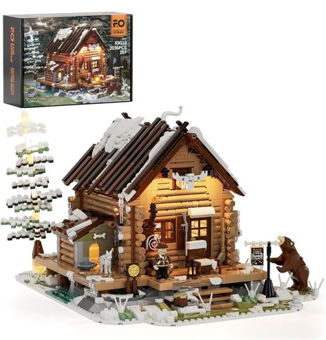 Outdoor Torches, Wooden Cabin, Building Model, Hunting Cabin, Cabin Lighting, Wooden Cabins, Hunting Lodge, A Frame Cabin, Construction Toy