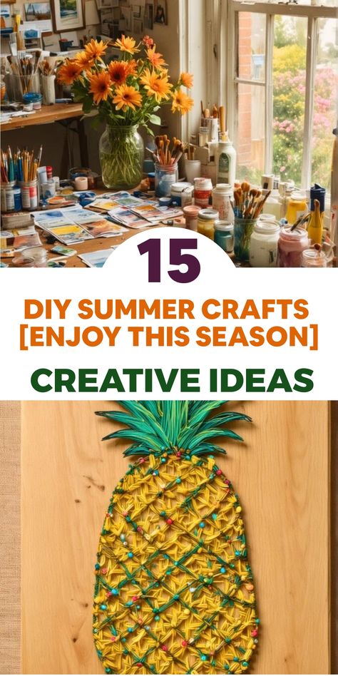 Stay cool this summer with these fun and refreshing DIY projects that will spark your creativity! Experiment with tie-dye techniques to design unique patterns on t-shirts, using a variety of vibrant dyes for a colorful look. Transform old crayons into delightful fruity scented candles by adding essential oils, filling your home with a pleasant aroma. Brighten up your space with a charming paper flower wreath made by crafting different flower shapes to adorn your front door beautifully. Beach Memory Jars, Diy Cat Scratcher, Paper Flower Wreath, Leaf Print Art, Sand Art Bottles, Diy Cornhole Boards, August Crafts, Yellow Crafts, Paper Flower Wreaths