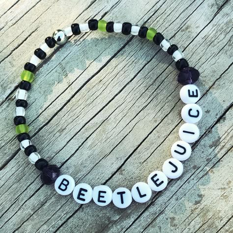 Beetlejuice Broadway Themed Bracelet! Perfect gift for Beetlejuice fan! Share and remember each moment! The perfect gift to compliment tickets to a show, a gift for a fan to enjoy, or a celebration of an upcoming performance by a friend in a show! So many reasons to Share, Sparkle and SHINE!  A portion of the proceeds from Broadway Bracelets sold by The Gift Shop by TCS will be donated to BROADWAY CARES!  "Broadway Cares/Equity Fights AIDS is the philanthropic heart of Broadway, helping people a Halloween Jewelry Diy Bracelets, Musical Bracelet Ideas, Beetle Juice Bracelets, Beetlejuice Jewelry Diy, Beetlejuice Bracelet Ideas, Beetlejuice Bracelet, Red Bracelet Ideas, Halloween Bracelet Ideas, Bracelet Making Ideas